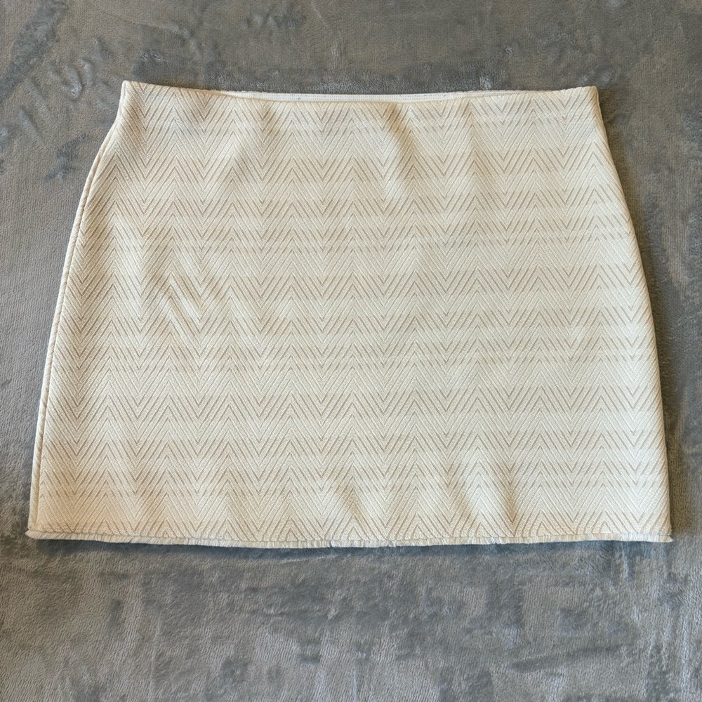 LOFT Chevron Fringe Stretch Resort Vacation Vanilla Beach Skirt Sz XL